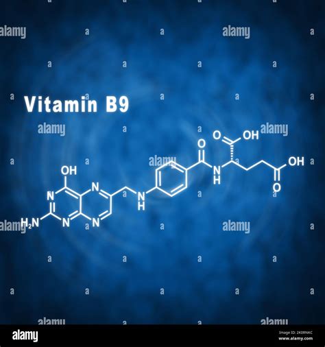 Vitamina B Cido F Lico F Rmula Qu Mica Estructural Sobre Fondo Azul