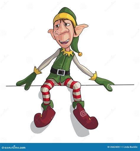 Christmas Elf Sitting On Edge Stock Image Image 26624051