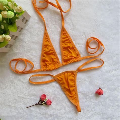 Sexy Micro Mini Bikini Set Mujeres Transparente Traje De Baño Tiny Bikinis Set Brasileño G