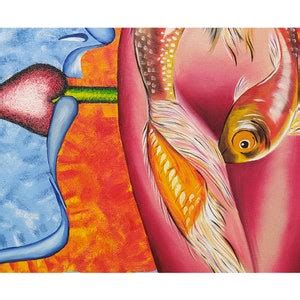 Naked Woman Art Koi Fish Painting Female Goddess Nude Print Etsy