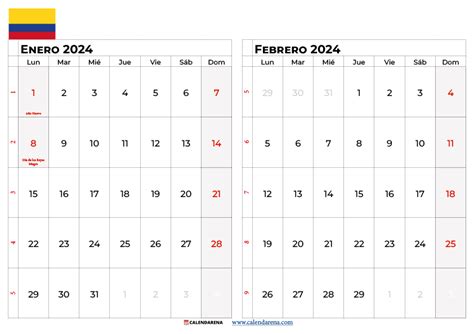 Calendario Enero 2024 Con Festivos Colombia Cinda Delinda