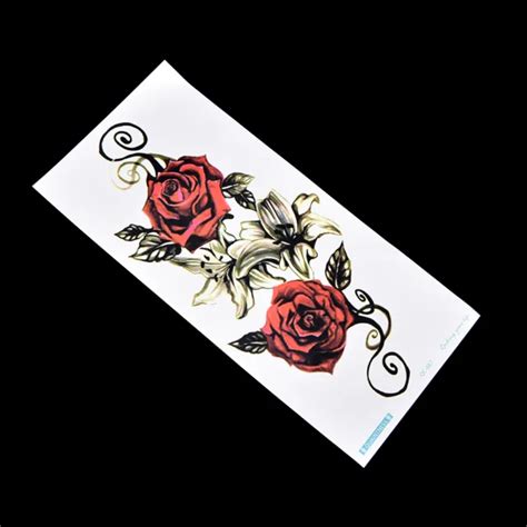 Fake Temporary Tattoo Sticker Red Rose Flower Arm Body Waterproof Women