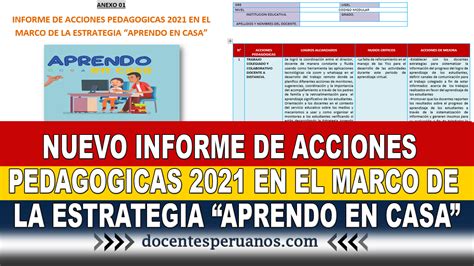 Nuevo Informe De Acciones Pedagogicas 2021 En El Marco De La Estrategia
