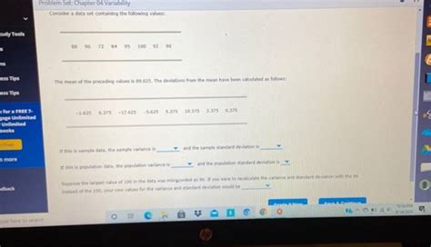 Solved Problem Set Chapter 04 Variability Consider A Data Set Containing 1 Answer