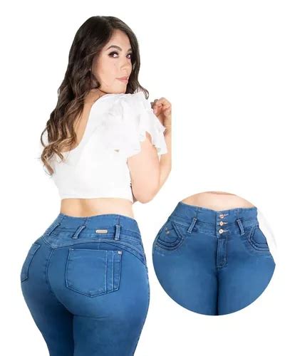 Jeans Mujer Mezclilla Strech Corte Colombiano Push Up Levanta Pompas