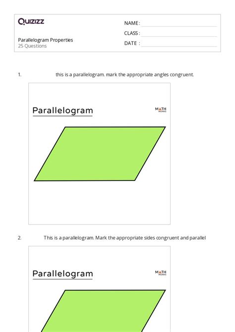 Properties Of Squares And Rectangles Worksheets For Grade On