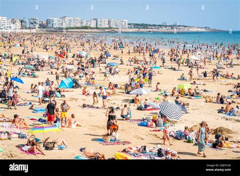 12 August 2021 Les Sables Dolonne France View Of La Grande Plage