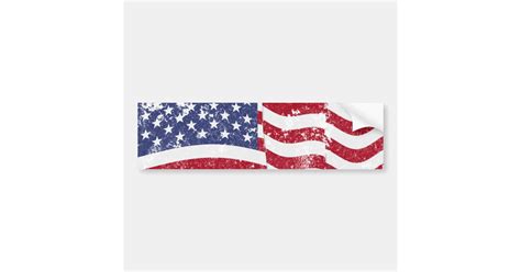 American Flag Waving Distressed Bumper Sticker Zazzle