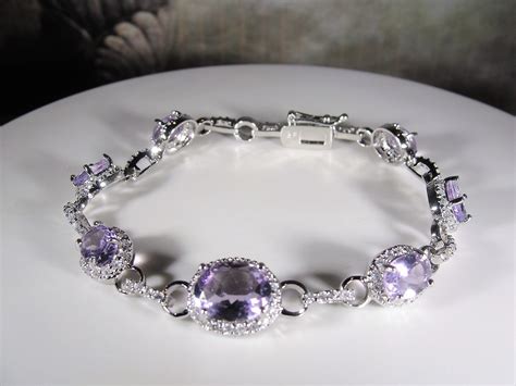 Amethyst Bracelet Genuine Purple Amethyst And Cubic Zirconia Accented