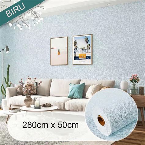 Jual 50CM 280CM Wallpaper Stiker Dinding 3D Polos Walpaper Linen Roll