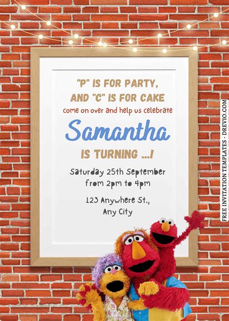 9 Lovely Cute Sesame Street Canva Birthday Invitation Templates E Download Hundreds Free