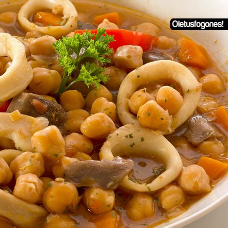 Garbanzos Con Setas Y Calamares Cocina Y Thermomix Mundorecetas