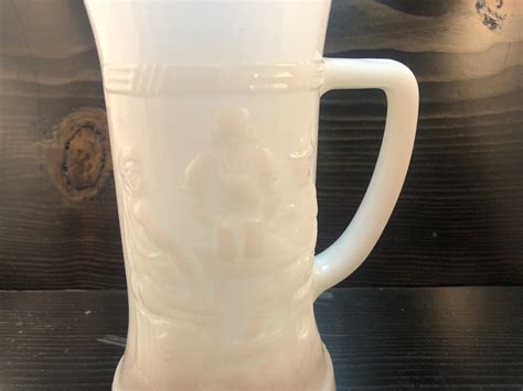 Vintage Federal Glass Milk Glass Stein With Tavern Scene Etsy