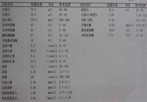 肝功能化验单表格 有来医生