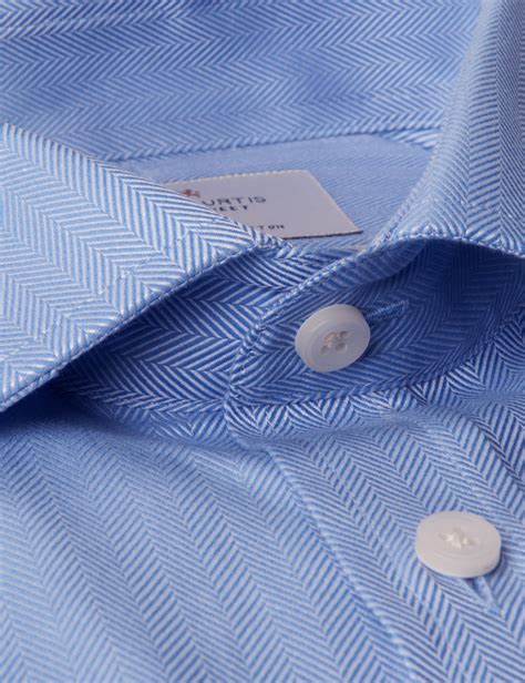 Men S Blue Herringbone Extra Slim Shirt