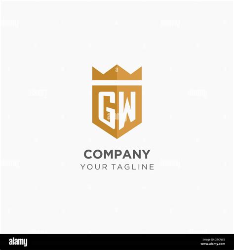 Monogram GW Logo With Geometric Shield And Crown Luxury Elegant