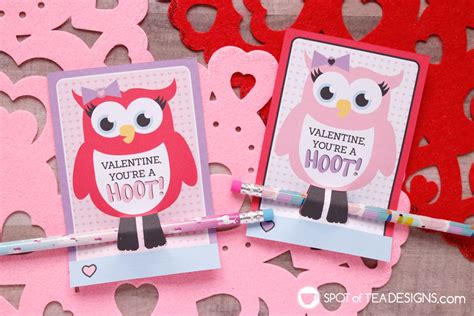 Owl Valentine Printable Pencil Holders Spot Of Tea Designs