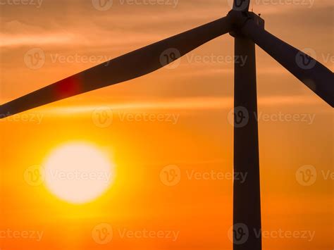 Wind Farm Field And Sunset Sky Wind Power Sustainable Renewable Energy Wind Turbines