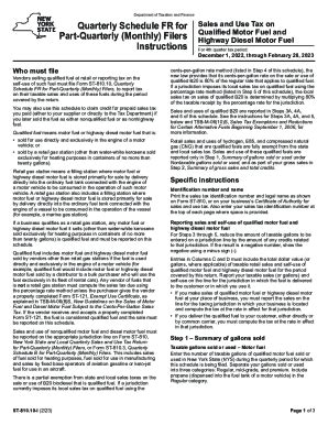 Fillable Online Instructions For Form St Quarterly Schedule Fr