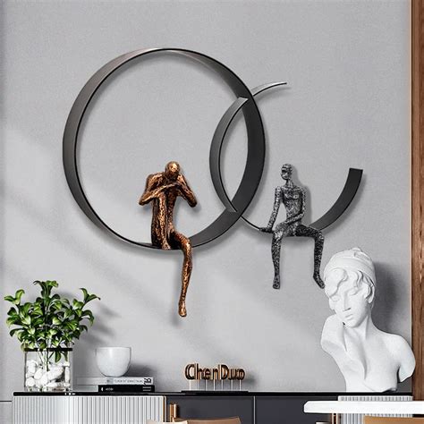 Modern D Wall Decor Artistic Figure Metal Resin Wall Art In Black