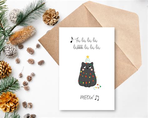 4 Pack Printable Cat Holiday Cards Cat Christmas Cards - Etsy