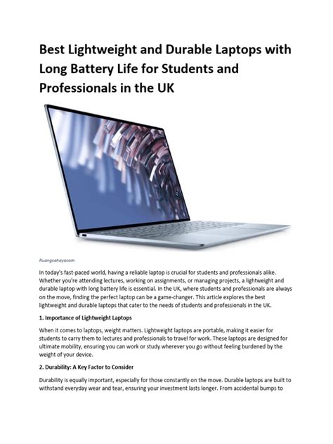 Best Lightweight and Durable Laptops With Long Battery Life For Students and Professionals in ...