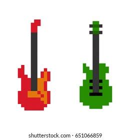 Pixel Art Guitar Vector Set Image Vectorielle De Stock Libre De