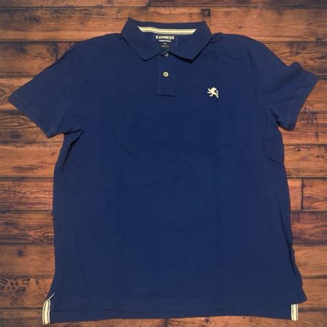 Express Shirts Royal Blue Express Polo Shirt Button Up Down Casual