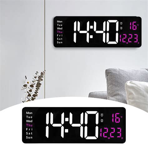 NKBBCU Clock Home Clock Large LED Digital Wall Clock Temperature Date ...