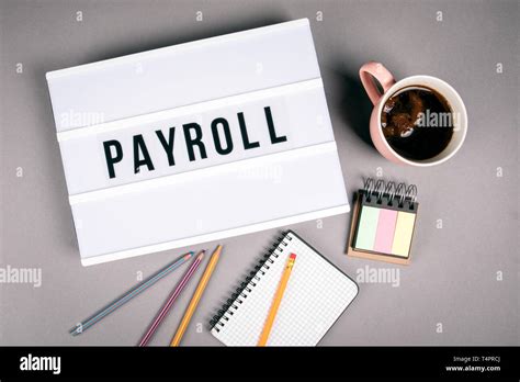 Payroll Text In Light Box Stock Photo Alamy