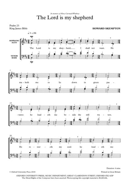 The Lord Is My Shepherd By Howard Skempton 4 Part Digital Sheet Music Sheet Music Plus