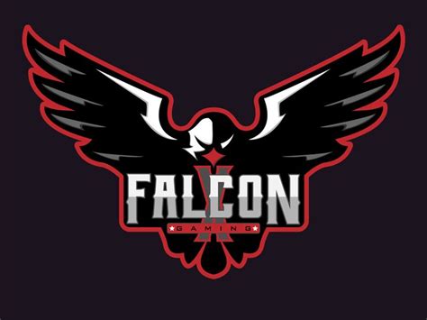 Falcon Sports Logo On A Dark Background With Red And Black Wings In The