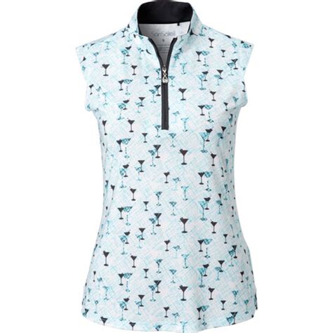 Sansoleil Womens Dry Martini Print Sleeveless Mock Golf Top