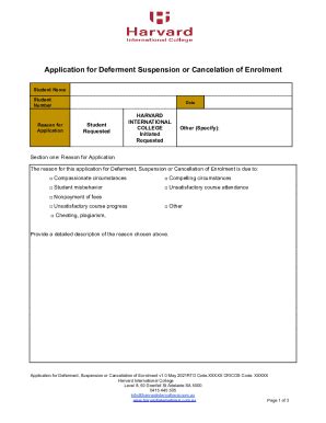 Fillable Online Cancellation Deferment Request Form Fax Email Print