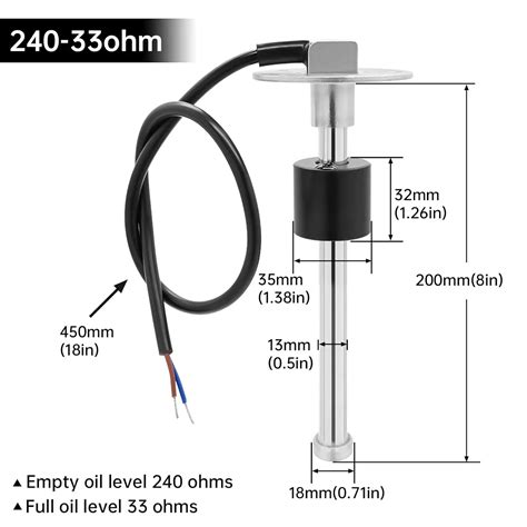 52mm Fuel Level Gauge With Fuel Level Sensor 700mm 0 190ohm Oil Liquid Tank Fuel Level Indicator