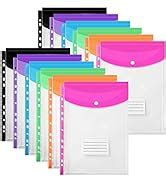 TOOELMON Punched Pockets A4 Plastic Wallets 12 Pack A4 Folders Wallets