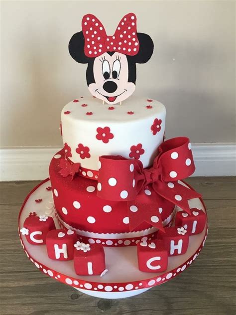 Cute Minnie Mouse Cake In Red And White Color With A Big Bow Tie Mini