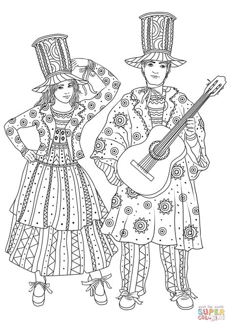 At The Mardi Gras Carnival In New Orleans Coloring Page Free