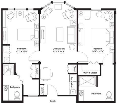 Assisted Living Apartment Floorplan - Mansfield Place in Essex Vermont