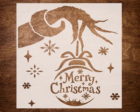 Grinch Reusable Stencil X Merry Christmas Etsy