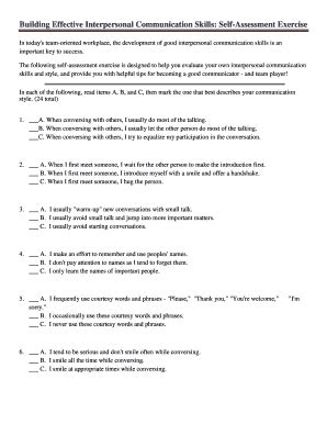 Interpersonal Skills Self Assessment Questionnaire Pdf Fill Online