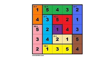 Easiest Algebra Kenken 5x5 Puzzle Quiz By 123four