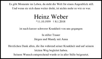 Traueranzeigen Von Heinz Weber Zvw Trauer