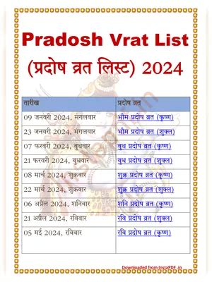 Pradosh Vrat List Pdf Instapdf