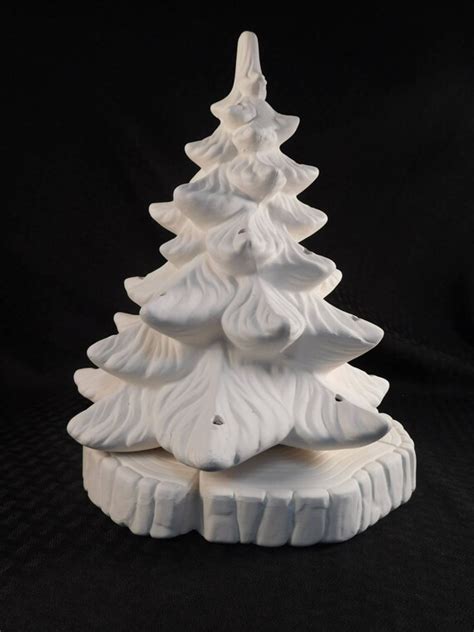 12 Inch Ceramic Christmas Tree Unpainted Bisque With Stand And Etsy