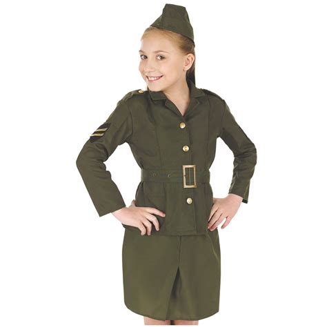 Fun Shack Girls Army Costume Ww2 1940s Military History Fancy Dress