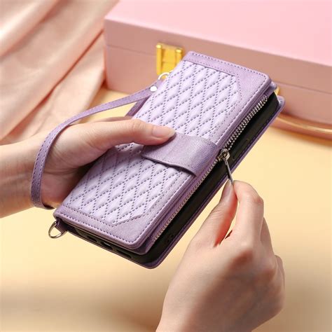 Iphone Pro Max Brieftasche H Lle Quilted Lila