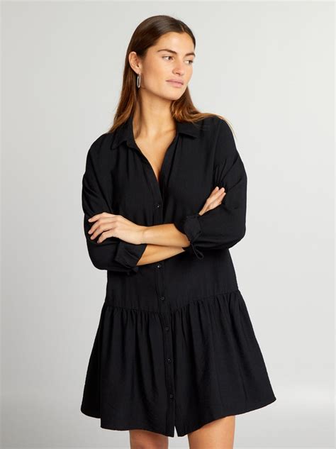 Vestido Camisa Com Folhos Preto Kiabi 2700€