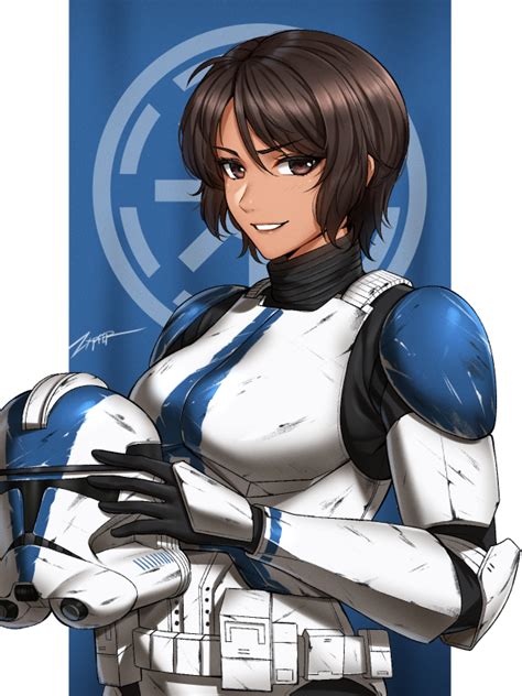 Safebooru 1girl 501st Legion Armor Armored Boots Armored Gloves Boots Breasts Brown Eyes Brown