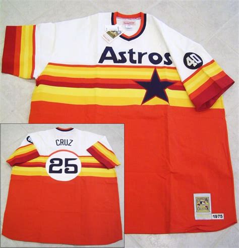 New Mlb Houston Astros Jose Cruz Jr 25 Orange Short Sleeve Throwback